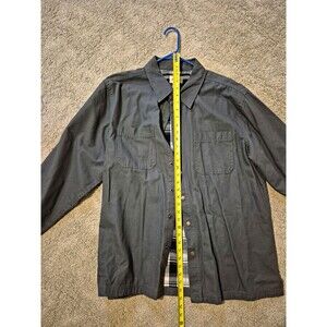 Blue Mountain Men's L Gray Twill Lined Button Front Jacket Pockets Mid-Length